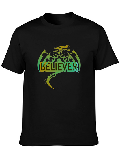 Believer Dragon Graphic T-Shirt - Cool Casual Tee
