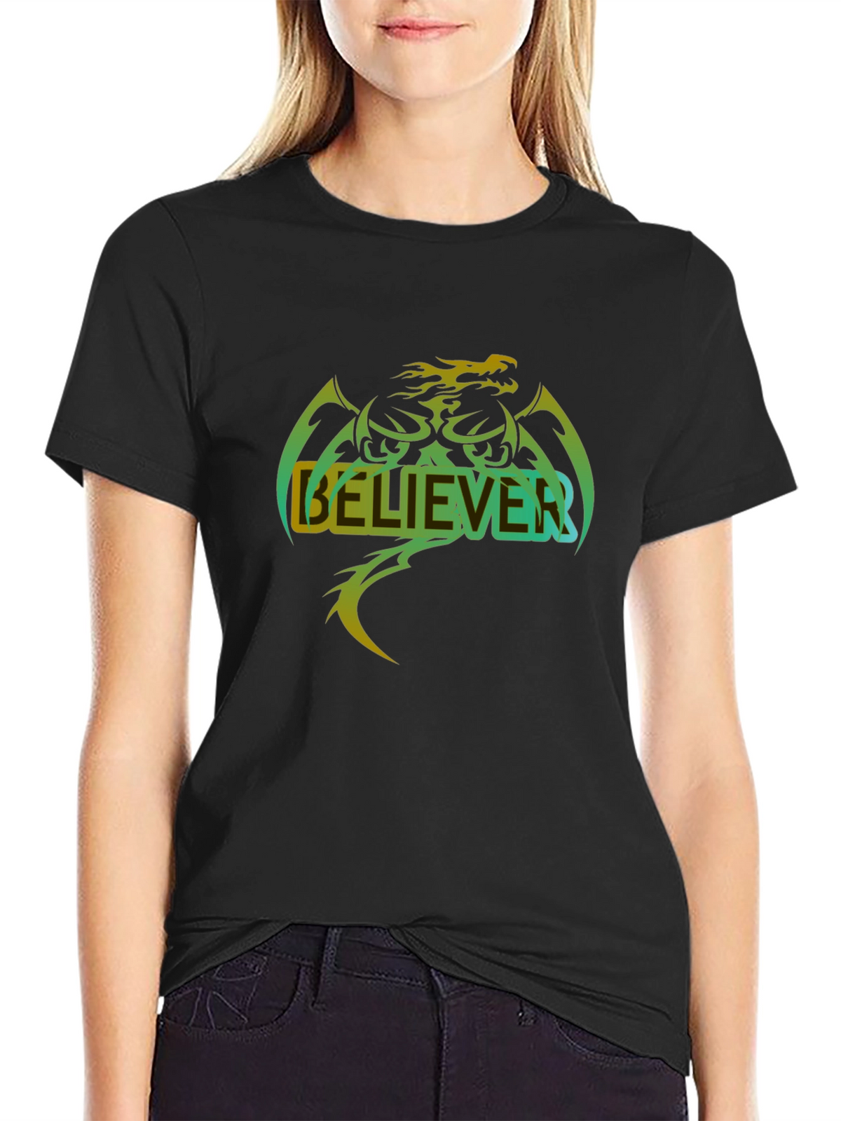 Believer Dragon Graphic T-Shirt - Cool Casual Tee
