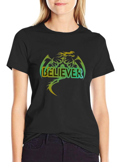 Believer Dragon Graphic T-Shirt - Cool Casual Tee