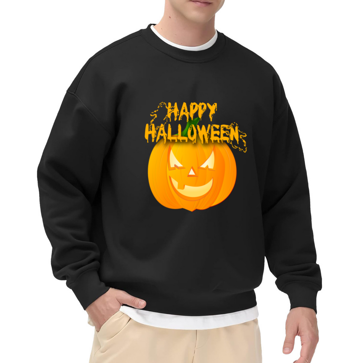 Happy Halloween Spooky Jack?O?Lantern Crew Neck Sweatshirt