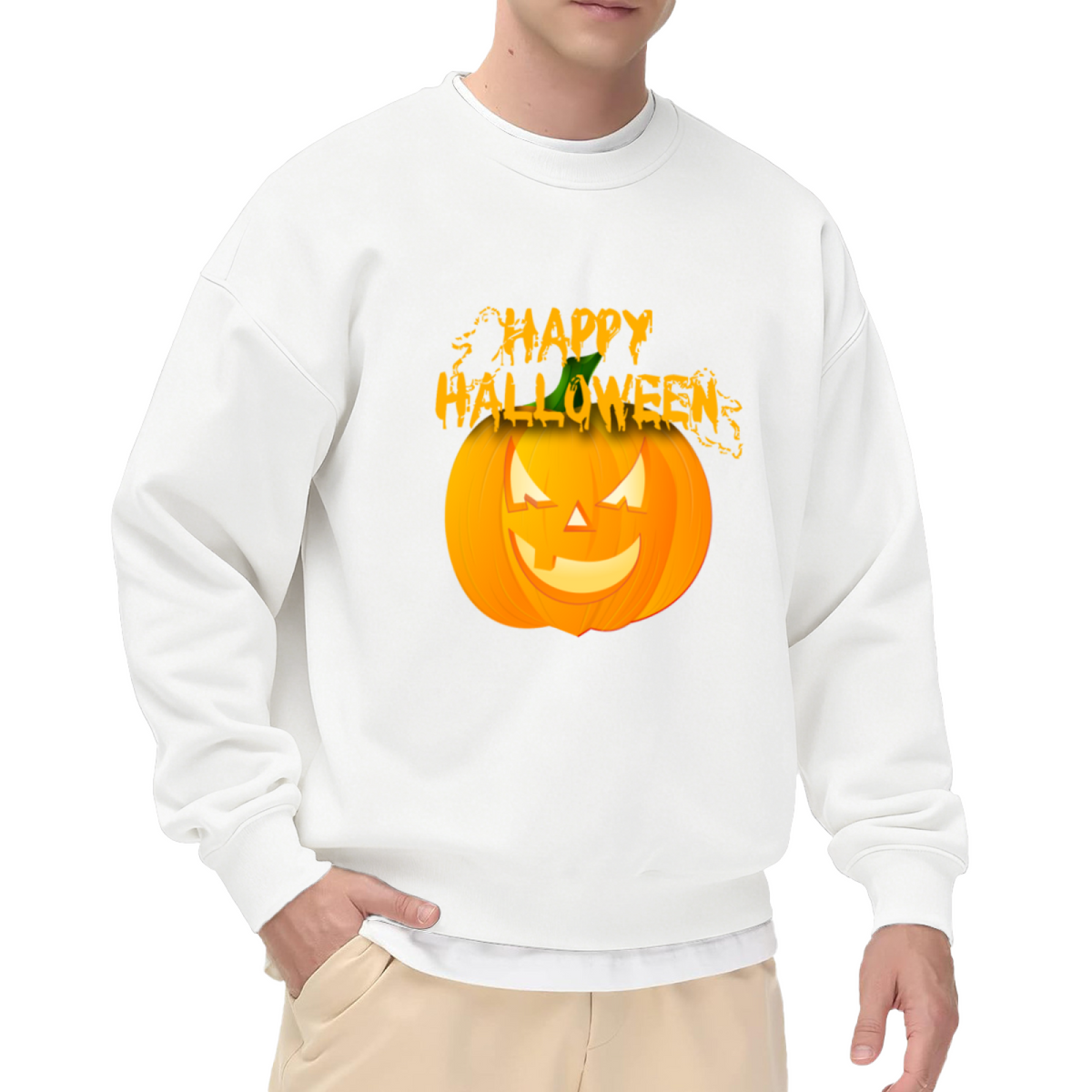 Happy Halloween Spooky Jack?O?Lantern Crew Neck Sweatshirt