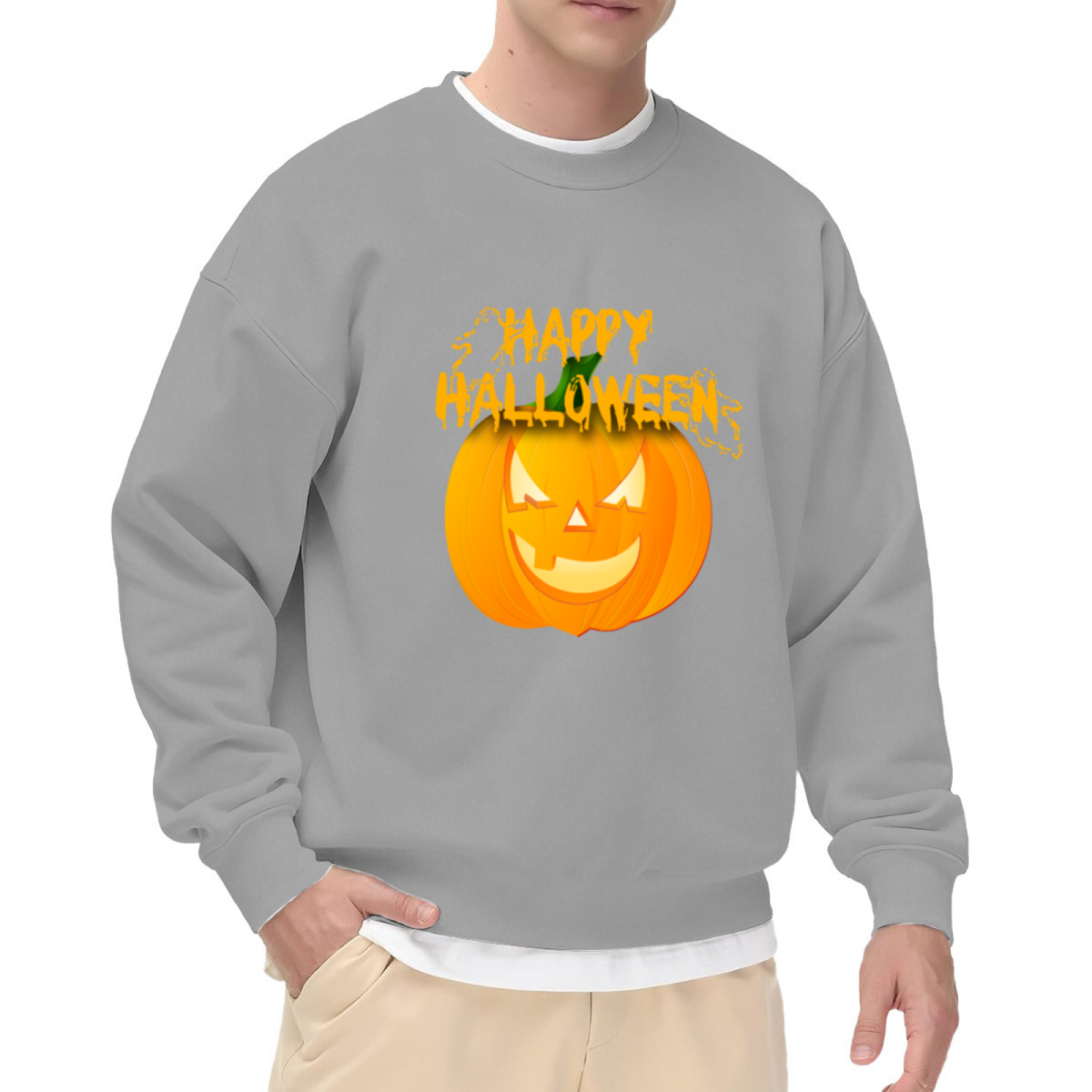 Happy Halloween Spooky Jack?O?Lantern Crew Neck Sweatshirt