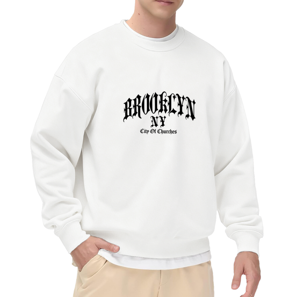Gothic Brooklyn NY City Letter Crewneck Sweatshirt