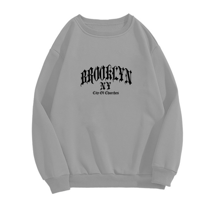 Gothic Brooklyn NY City Letter Crewneck Sweatshirt
