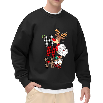 Ho Ho Ho Plaid Leopard Santa Reindeer Snowman Christmas Crewneck Sweatshirt
