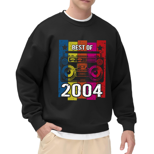 Retro Color Block Boombox Best Of 2004 Birthday Crewneck Sweatshirt