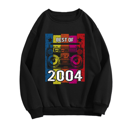 Retro Color Block Boombox Best Of 2004 Birthday Crewneck Sweatshirt