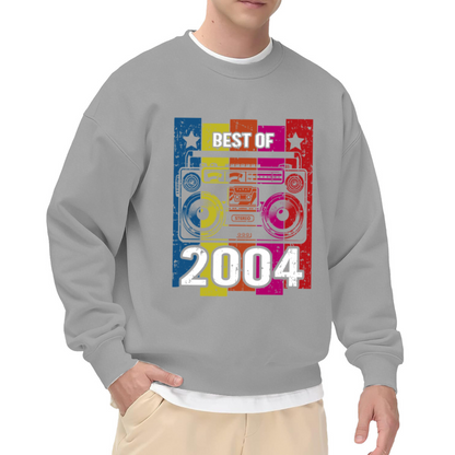 Retro Color Block Boombox Best Of 2004 Birthday Crewneck Sweatshirt