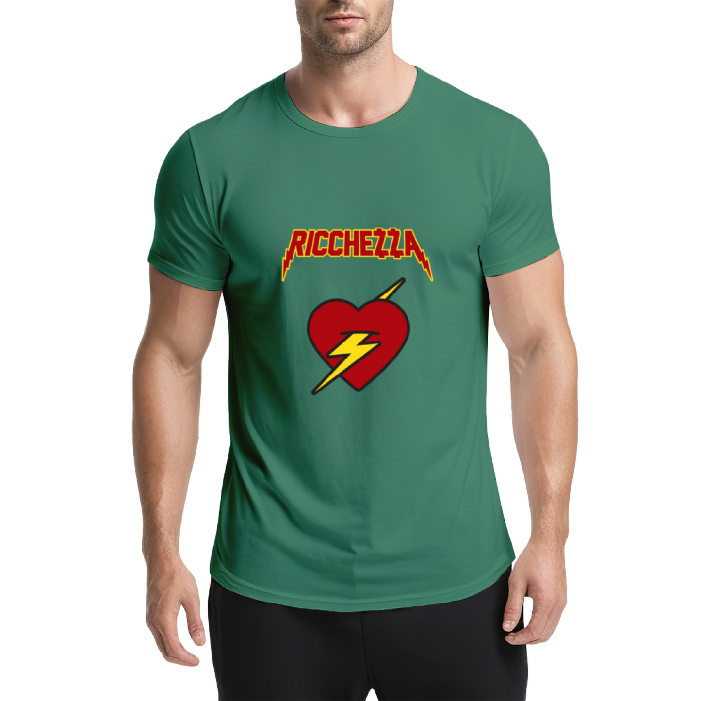 Ricchezza Lightning Bolt Red Heart Pink Tee