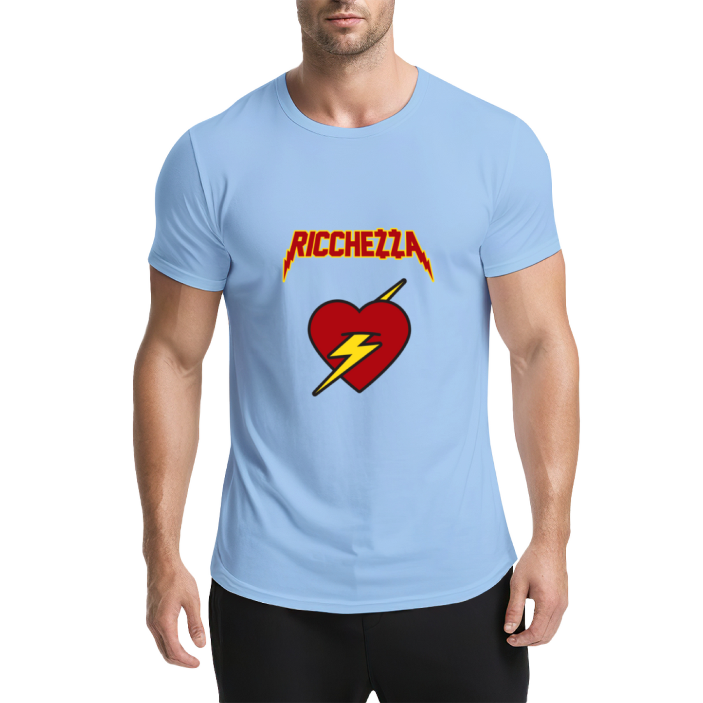 Ricchezza Lightning Bolt Red Heart Pink Tee