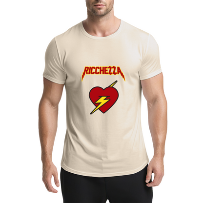 Ricchezza Lightning Bolt Red Heart Pink Tee