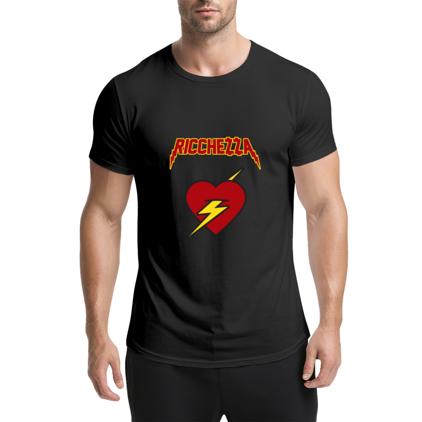 Ricchezza Lightning Bolt Red Heart Pink Tee