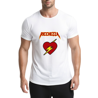 Ricchezza Lightning Bolt Red Heart Pink Tee