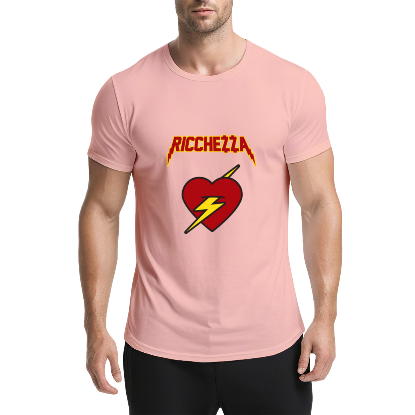 Ricchezza Lightning Bolt Red Heart Pink Tee