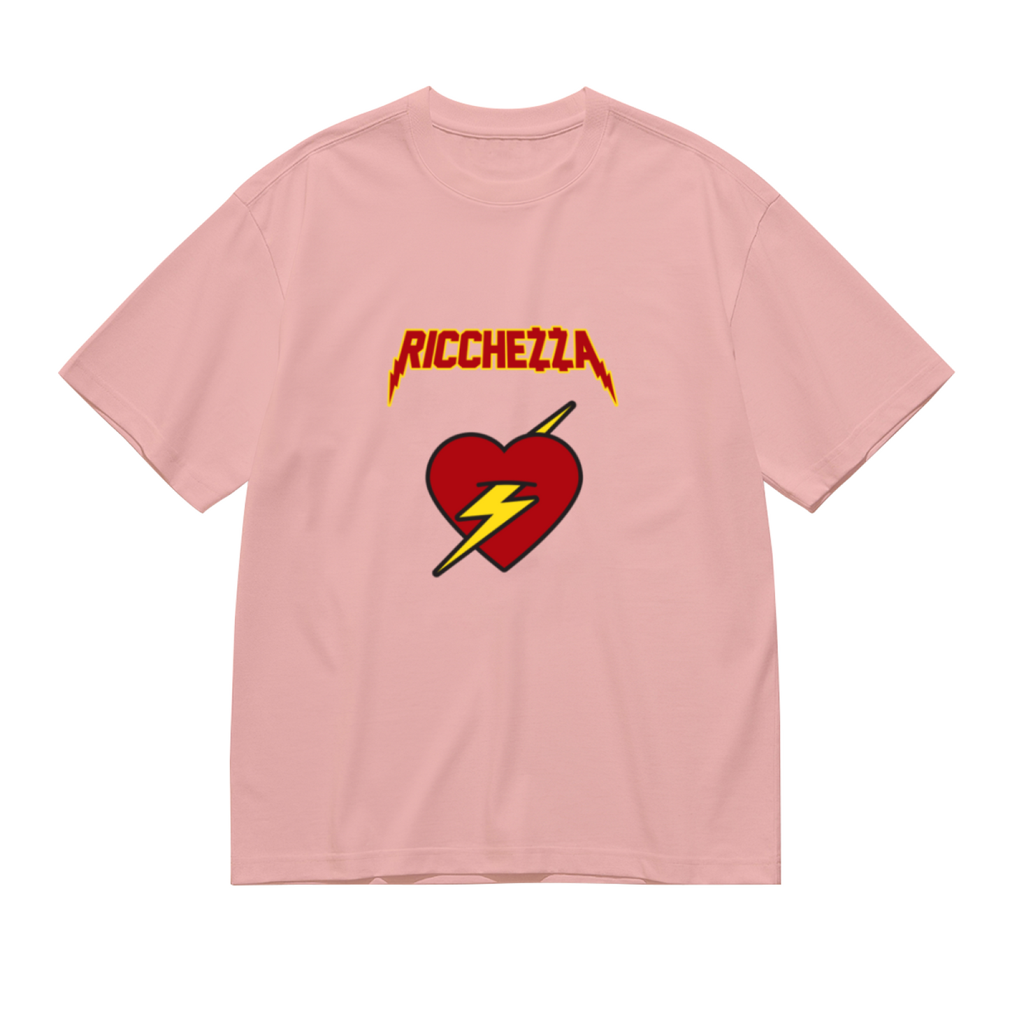 Ricchezza Lightning Bolt Red Heart Pink Tee