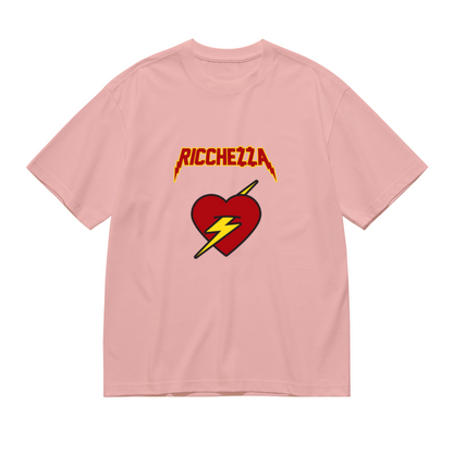 Ricchezza Lightning Bolt Red Heart Pink Tee