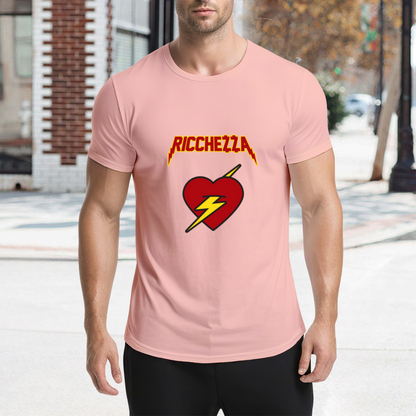 Ricchezza Lightning Bolt Red Heart Pink Tee