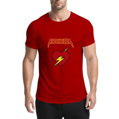 Ricchezza Lightning Bolt Red Heart Pink Tee