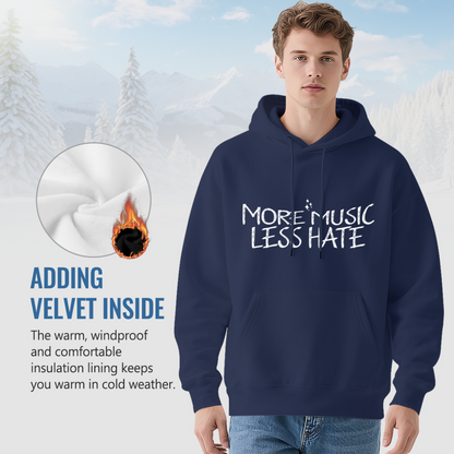 More Music Less Hate Simple Text Unisex Hoodie, Ultra Soft Comfort Street Wear