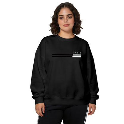 Minimal Paris Striped Modern Graphic Crewneck Sweatshirt
