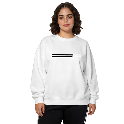 Minimal Paris Striped Modern Graphic Crewneck Sweatshirt