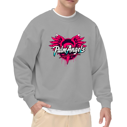 Palm Angels Pink Wings Graffiti Street Art Crewneck Sweatshirt