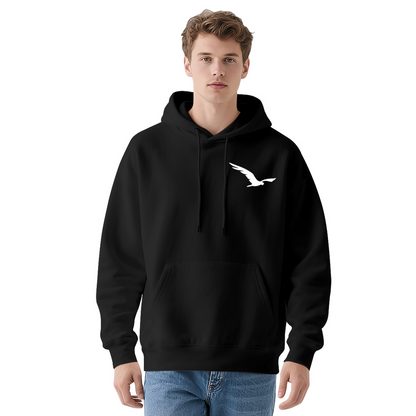 Minimal Flying Eagle Small Chest Print Casual Hoodie