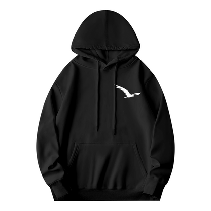 Minimal Flying Eagle Small Chest Print Casual Hoodie
