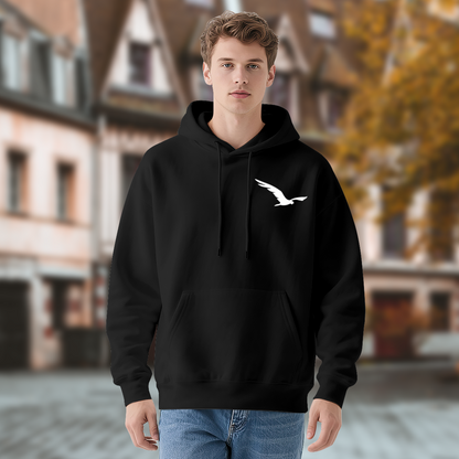 Minimal Flying Eagle Small Chest Print Casual Hoodie