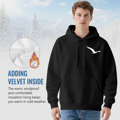 Minimal Flying Eagle Small Chest Print Casual Hoodie