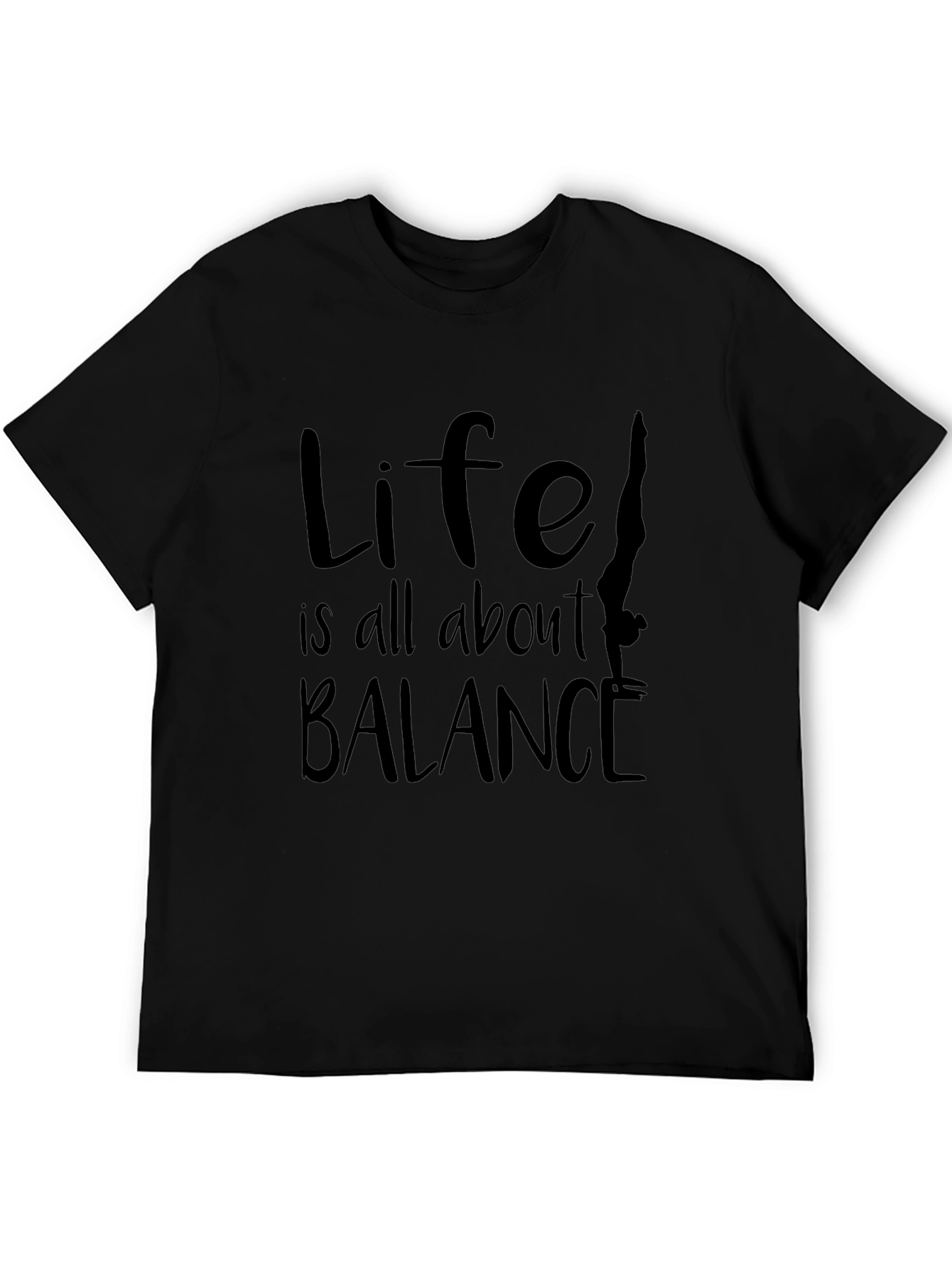 Life Balance Graphic Tee - Black Cotton Blend