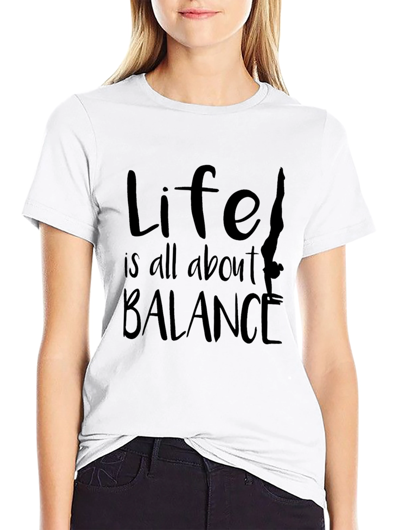 Life Balance Graphic Tee - Black Cotton Blend