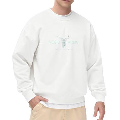 Aesthetic Deer Head Vintage Text Crewneck Sweatshirt