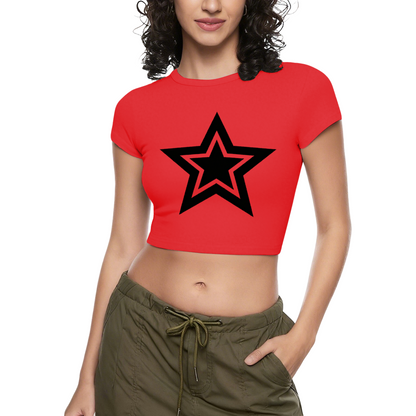 Double Layer Black Star Gothic Minimalist Cropped Tee