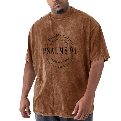 Psalms 91 Black Circular Text Print