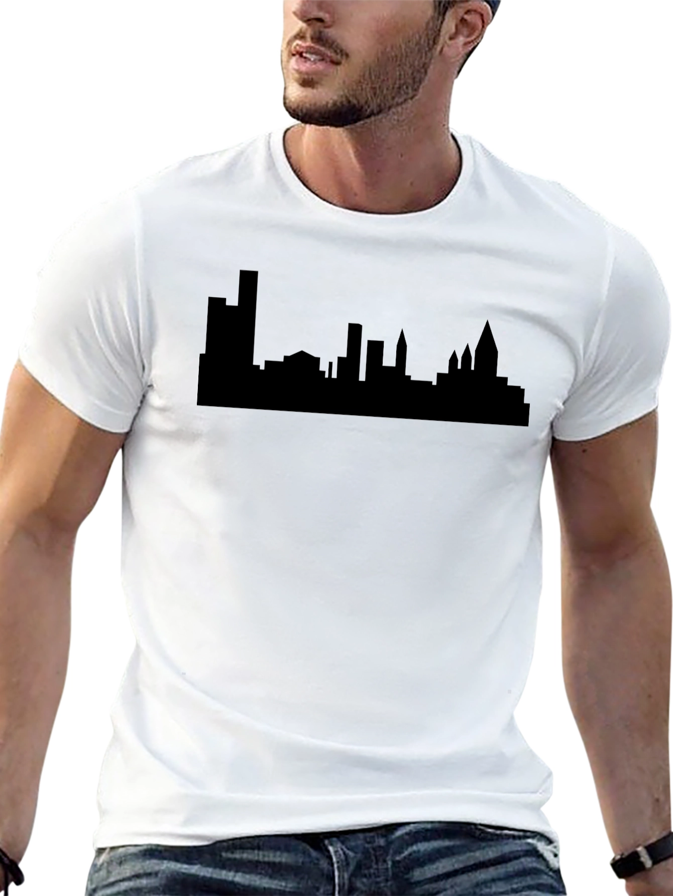 Cityscape Silhouette Graphic Tee - Modern Urban Style