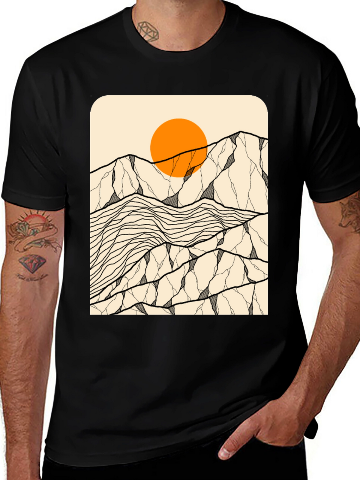 Mountain Sun Graphic Tee - Black Unisex T-Shirt