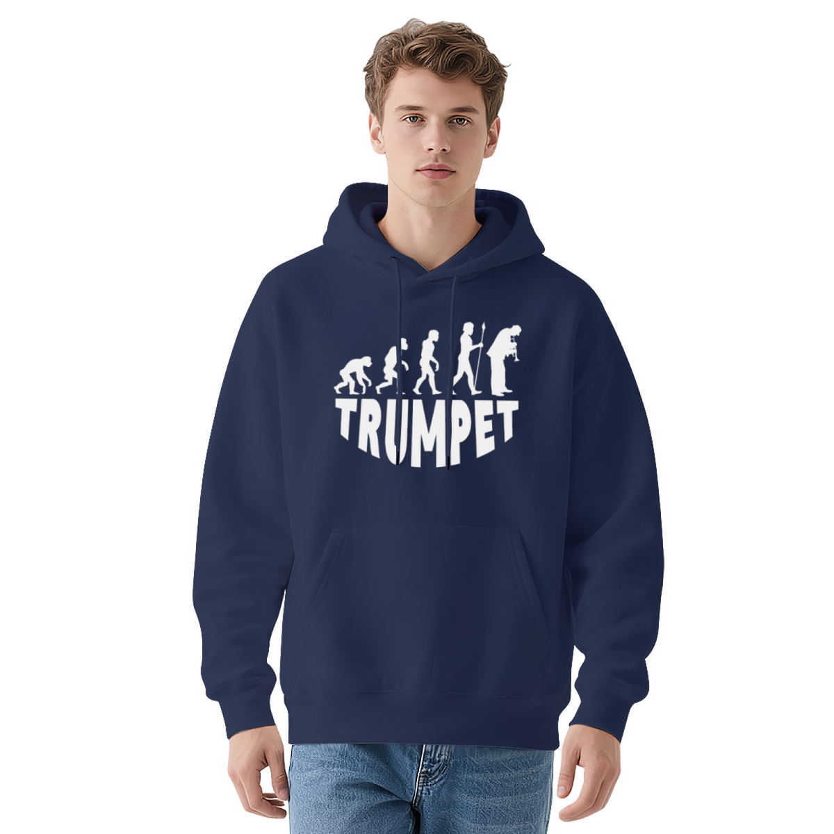Evolution To Trumpet Player Graphic Hoodie, Soft Comfort Music Lover Black Hoodie