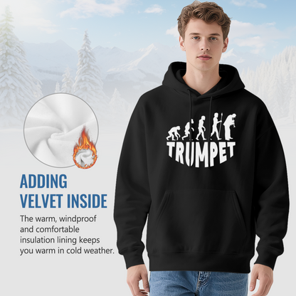 Evolution To Trumpet Player Graphic Hoodie, Soft Comfort Music Lover Black Hoodie