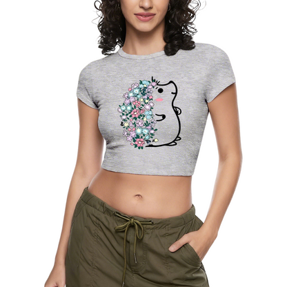 Wild West Bull Skull Western Grey Crop Top