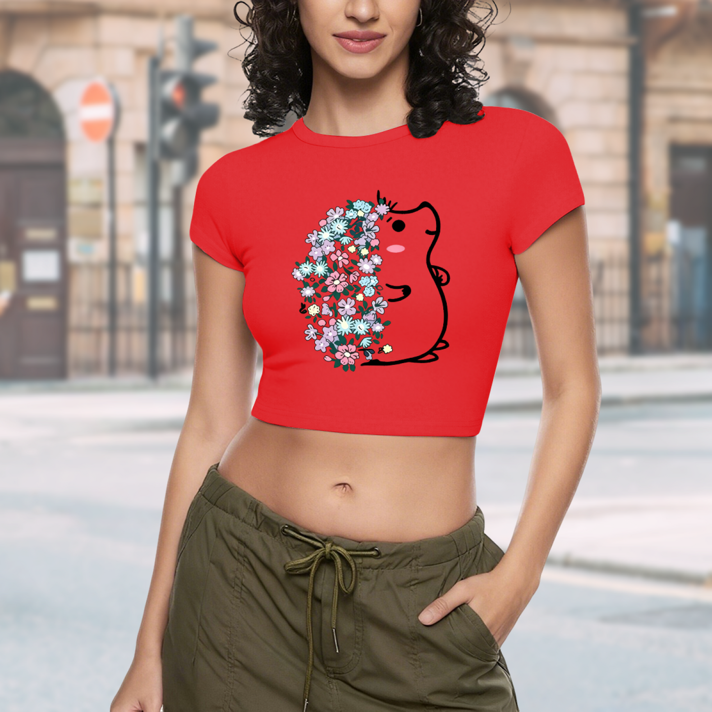 Wild West Bull Skull Western Grey Crop Top