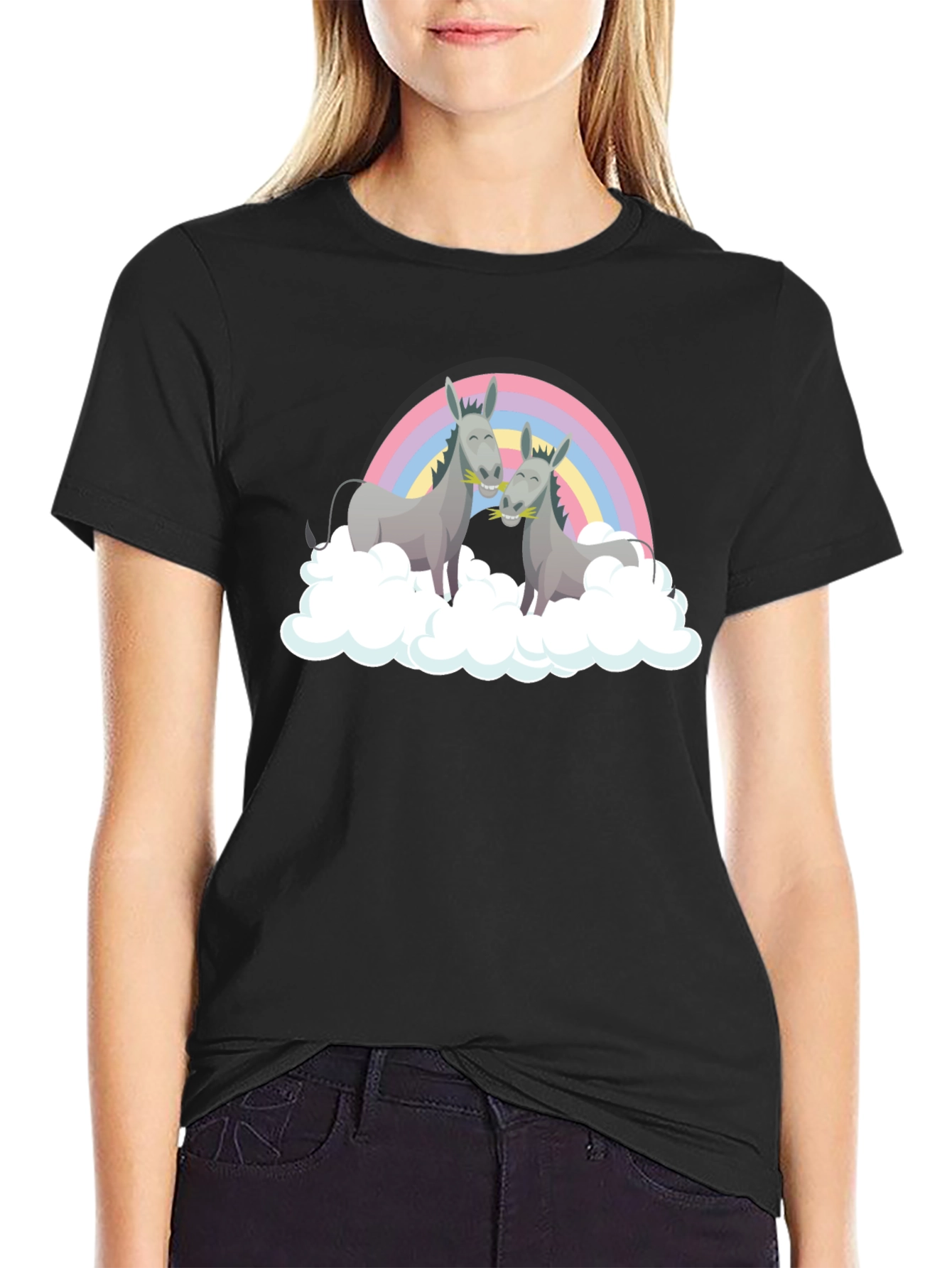 Rainbow Donkey Couple Graphic Tee