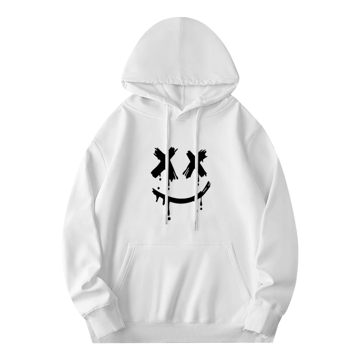 Grunge Drippy X?Eyes Smiley Graphic Hoodie