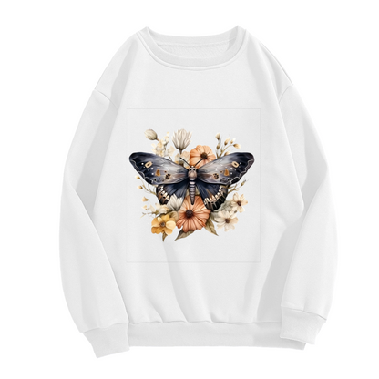 Vintage Moth & Wildflower Art Crewneck Sweatshirt