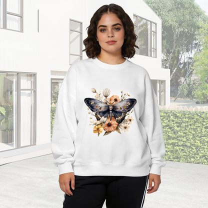 Vintage Moth & Wildflower Art Crewneck Sweatshirt