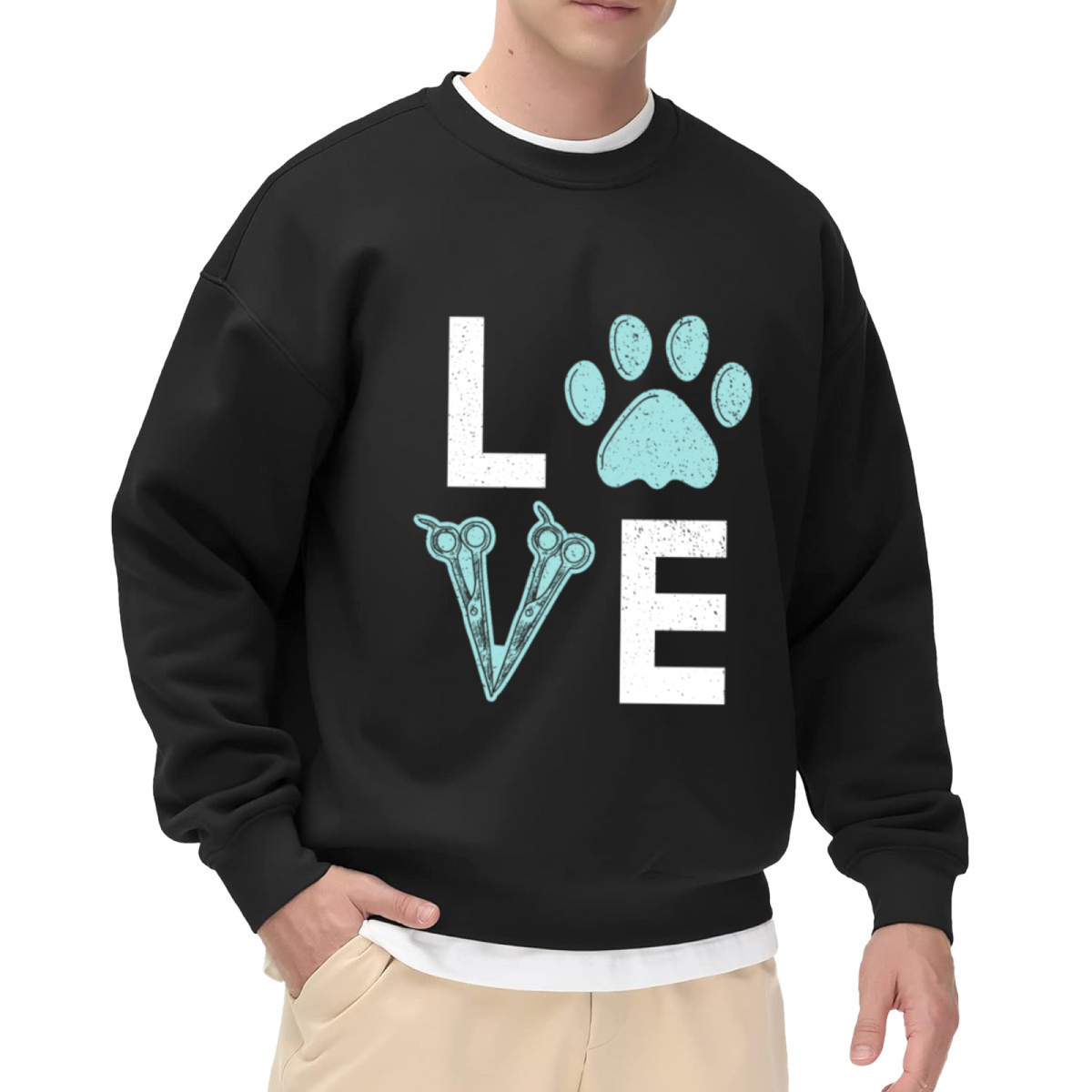 Love Paw Print Grooming Scissors Pet Lover Crewneck Sweatshirt