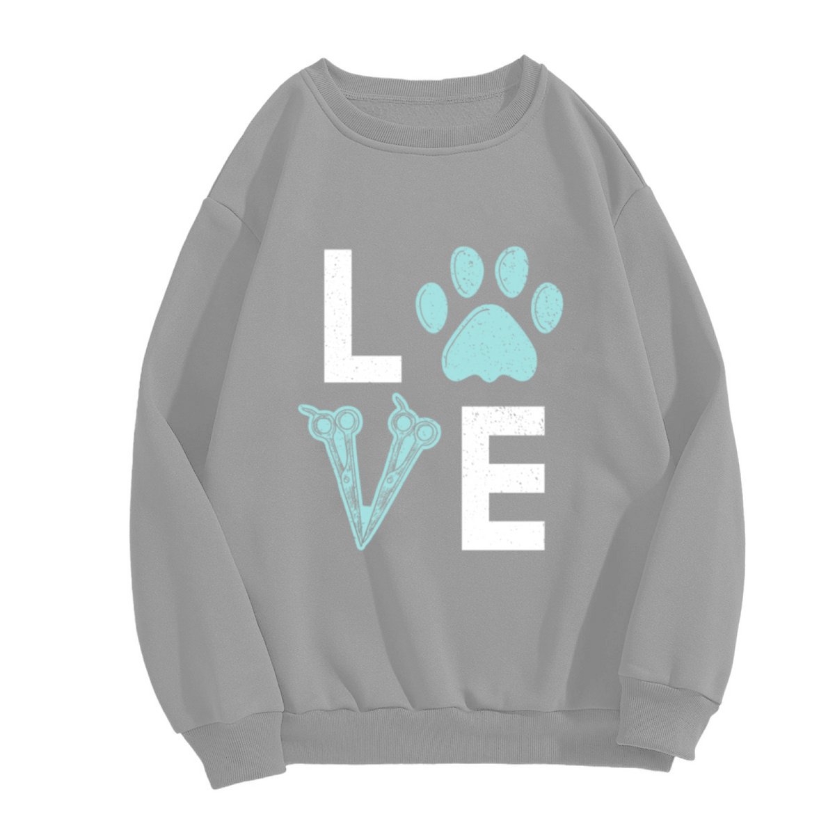 Love Paw Print Grooming Scissors Pet Lover Crewneck Sweatshirt