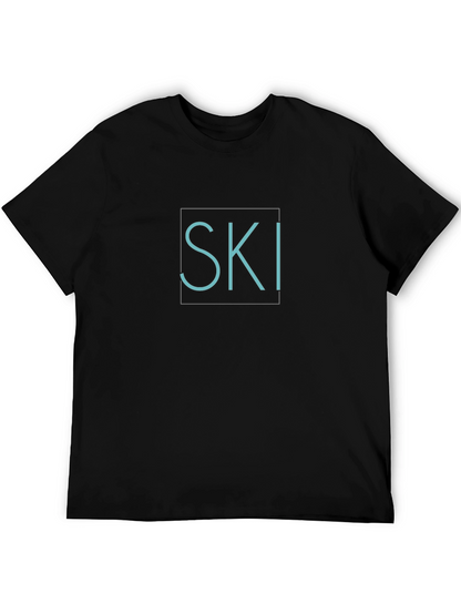 Mens Black T-Shirt - Ski Design