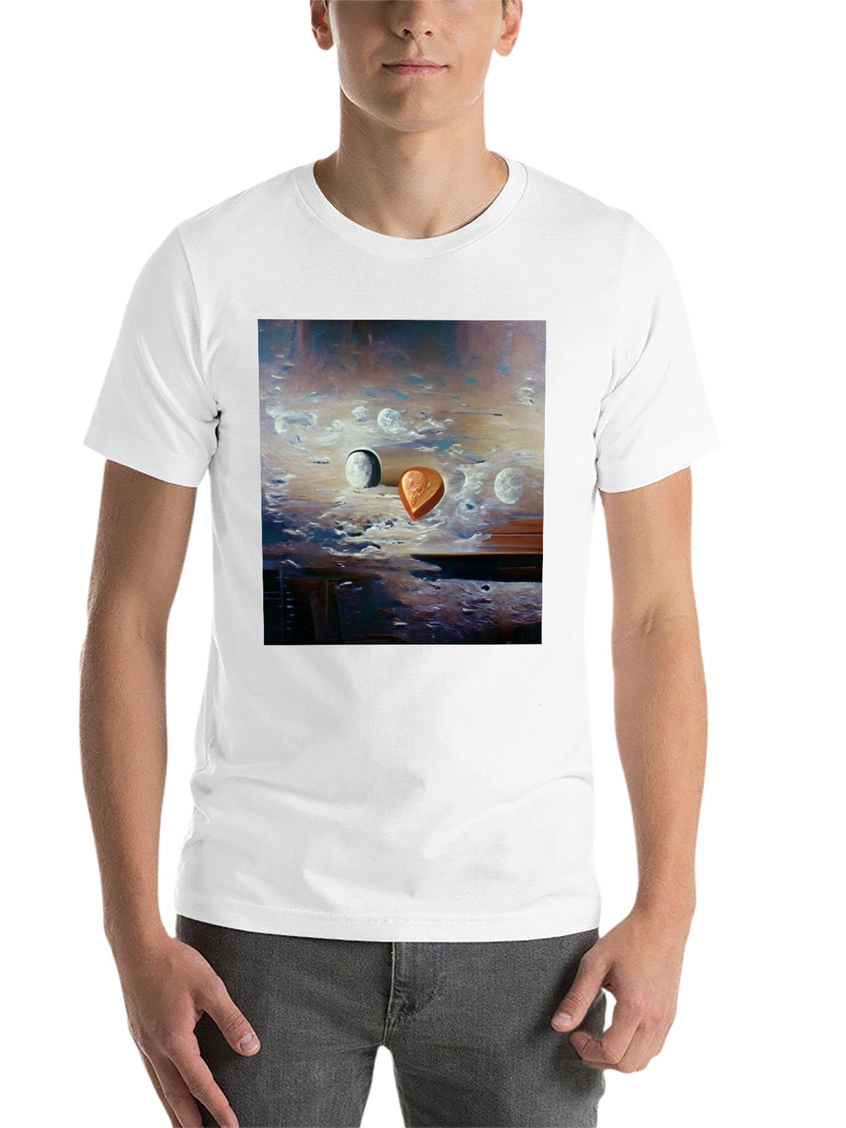 Surreal Moonscape Graphic Tee - Artistic Mens T-Shirt