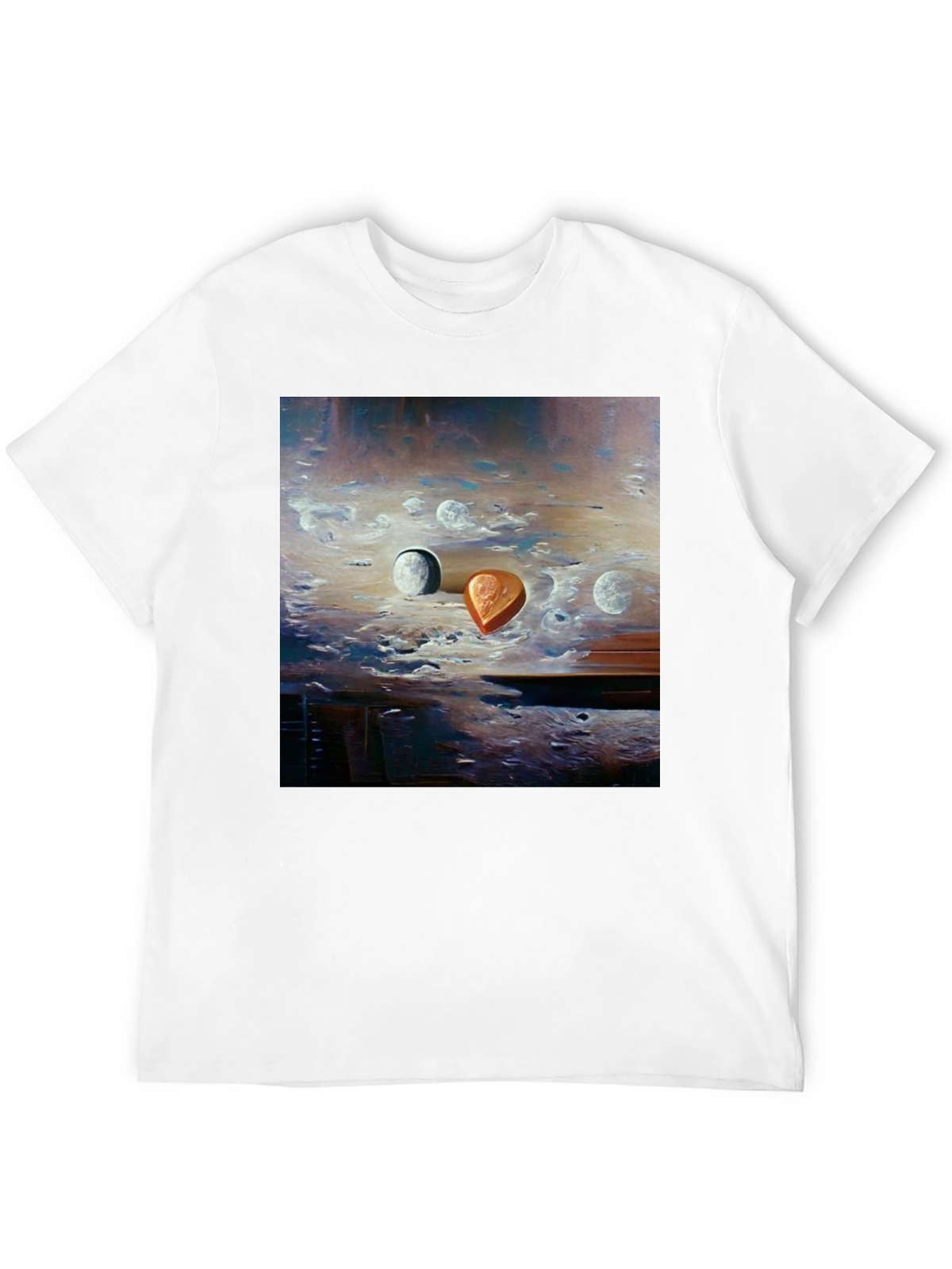 Surreal Moonscape Graphic Tee - Artistic Mens T-Shirt